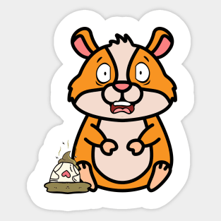 Funny hamster steps on a dirty diaper Sticker